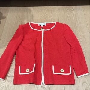 St. John Collection Red Blazer with White Accents
